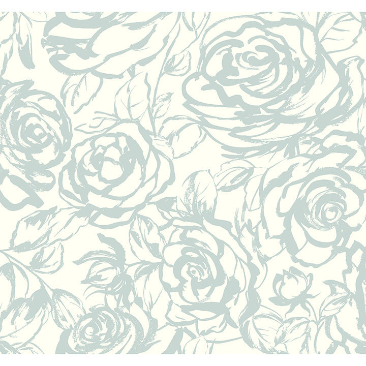 A-Street Prints 4135-72706 Nelda Light Blue Rose Wallpaper - Eade's Wallpaper