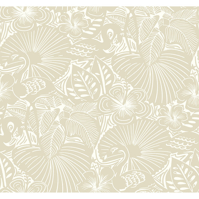 A-Street Prints 4135-72713 Idalia Beige Floral Flamingo Wallpaper - Eade's Wallpaper