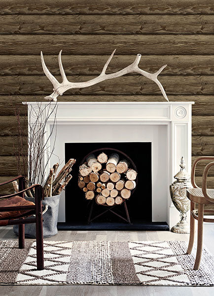 Chesapeake 4142-72616 Bunkhouse Mahogany Wallpaper - Eade's Wallpaper