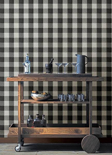 Chesapeake 4142-72622 Lumberjack Black Wallpaper - Eade's Wallpaper