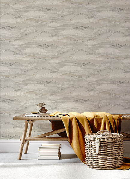 Chesapeake 4142-72626 Bozeman Mountains Grey Wallpaper - Eade's Wallpaper