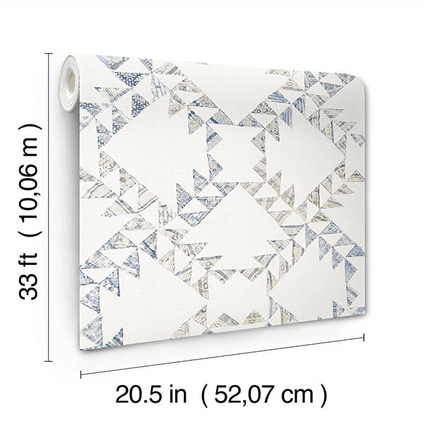 Chesapeake 4142-72628 Scrap Quilt Denim Wallpaper - Eade's Wallpaper