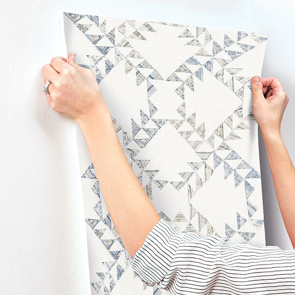 Chesapeake 4142-72628 Scrap Quilt Denim Wallpaper - Eade's Wallpaper