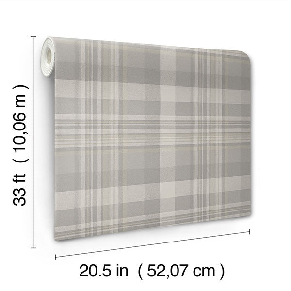 Chesapeake 4142-72634 Dutton Plaid Grey Wallpaper - Eade's Wallpaper
