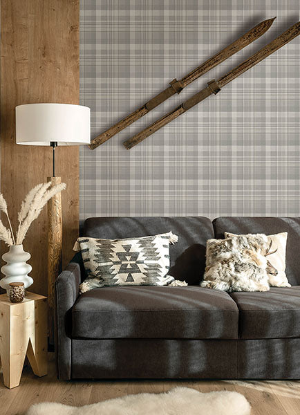 Chesapeake 4142-72634 Dutton Plaid Grey Wallpaper - Eade's Wallpaper