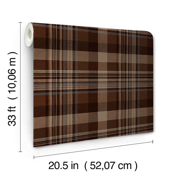Chesapeake 4142-72636 Dutton Plaid Rust Wallpaper - Eade's Wallpaper