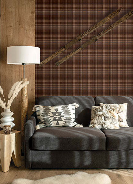 Chesapeake 4142-72636 Dutton Plaid Rust Wallpaper - Eade's Wallpaper