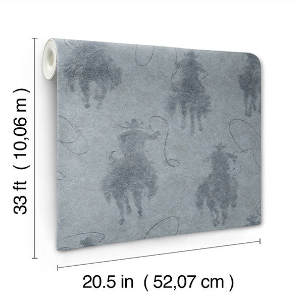 Chesapeake 4142-72637 Stockman Silhouette Blue Wallpaper - Eade's Wallpaper