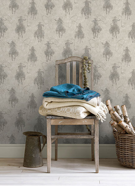 Chesapeake 4142-72639 Stockman Silhouette Grey Wallpaper - Eade's Wallpaper