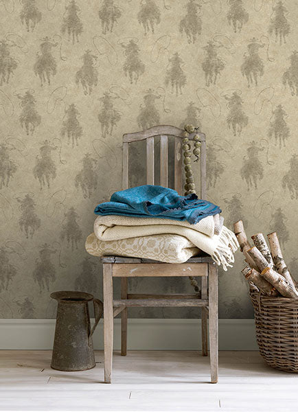 Chesapeake 4142-72640 Stockman Silhouette Khaki Wallpaper - Eade's Wallpaper