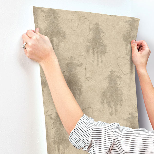 Chesapeake 4142-72640 Stockman Silhouette Khaki Wallpaper - Eade's Wallpaper