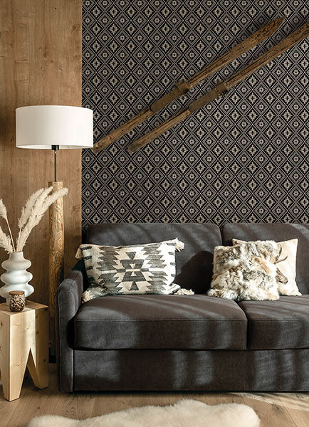 Chesapeake 4142-72656 Camp Blanket Black Wallpaper - Eade's Wallpaper