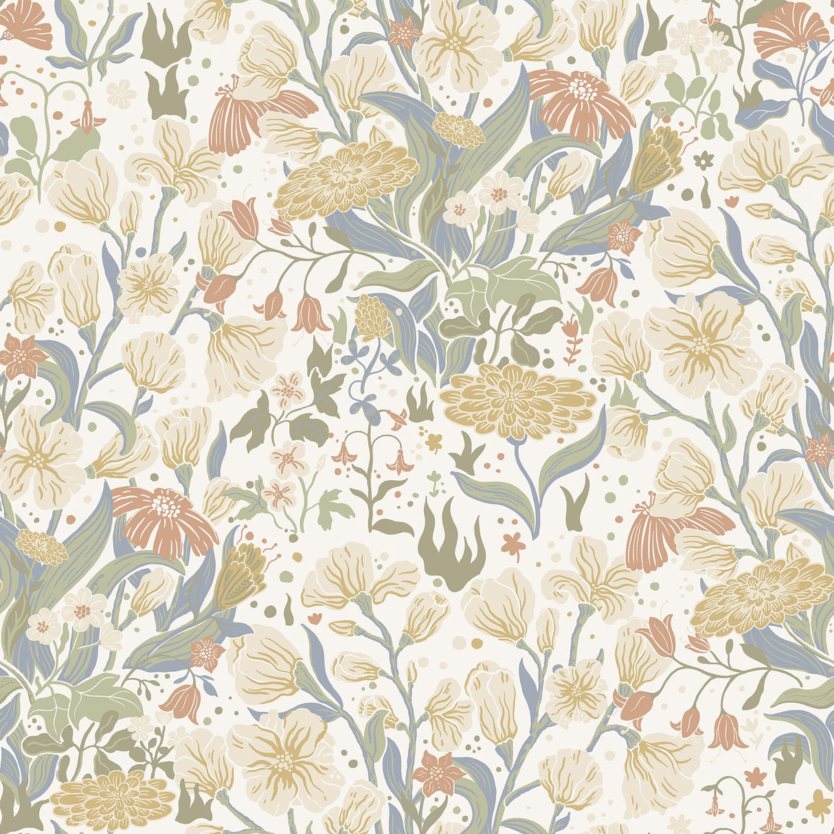 A-Street Prints 4143-22011 Hava Neutral Meadow Flowers Wallpaper