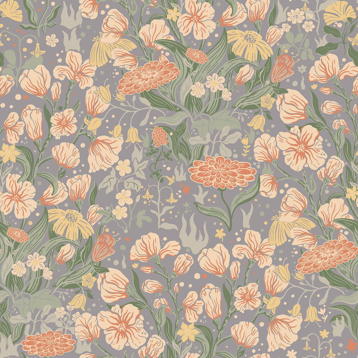 A-Street Prints 4143-22013 Hava Coral Meadow Flowers Wallpaper