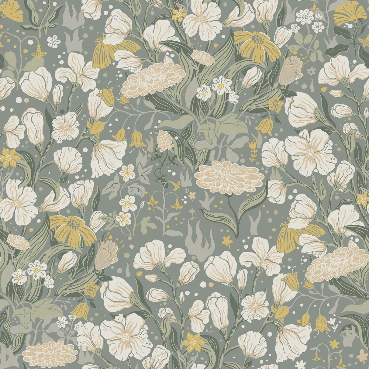A-Street Prints 4143-22014 Hava Moss Meadow Flowers Wallpaper