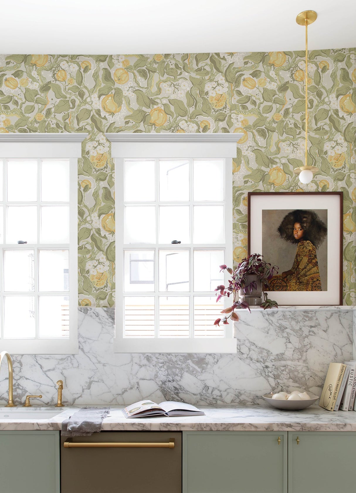 A-Street Prints 4143-22025 Kort Sage Fruit and Floral Wallpaper