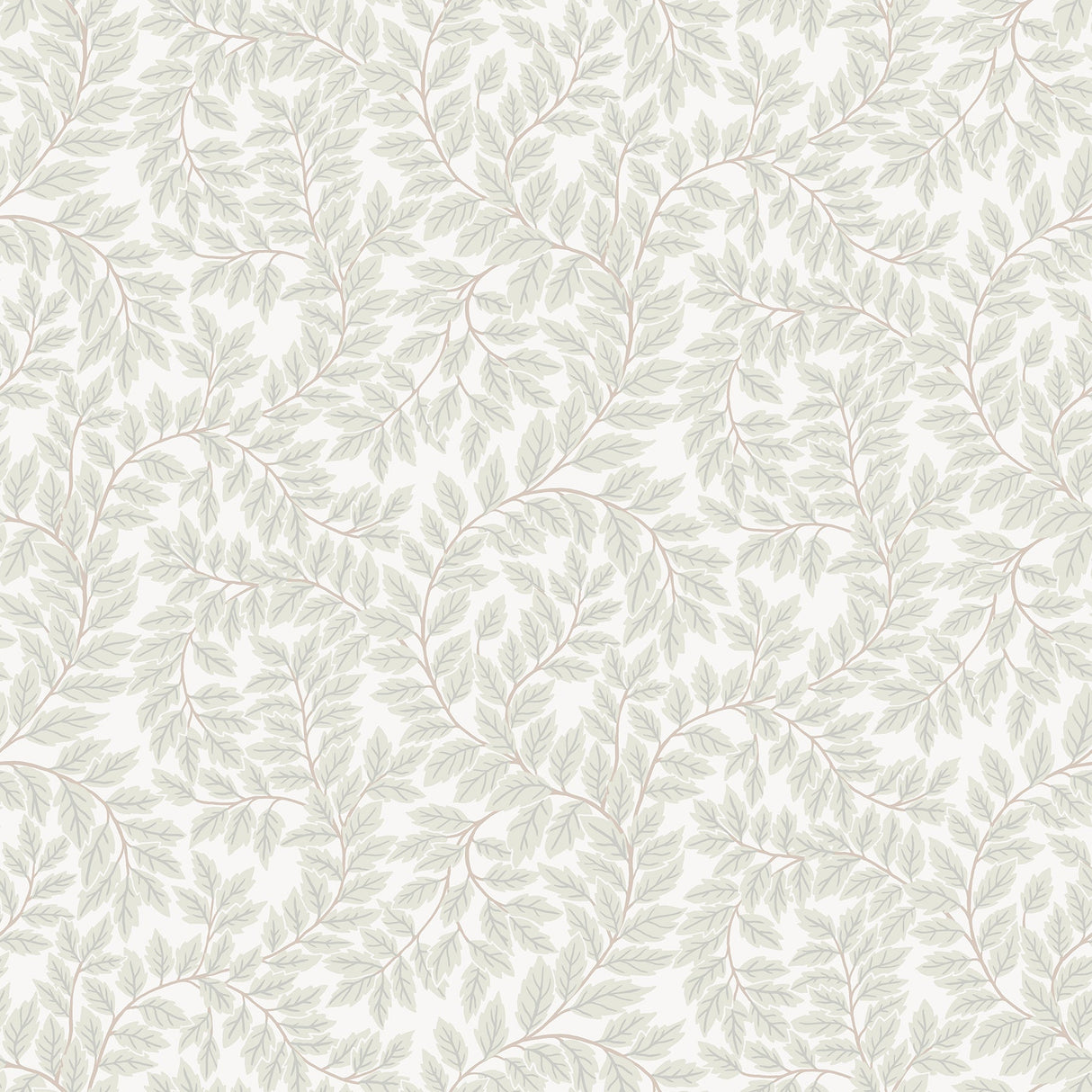 A-Street Prints 4143-34017 Lindlöv Light Grey Leafy Vines Wallpaper