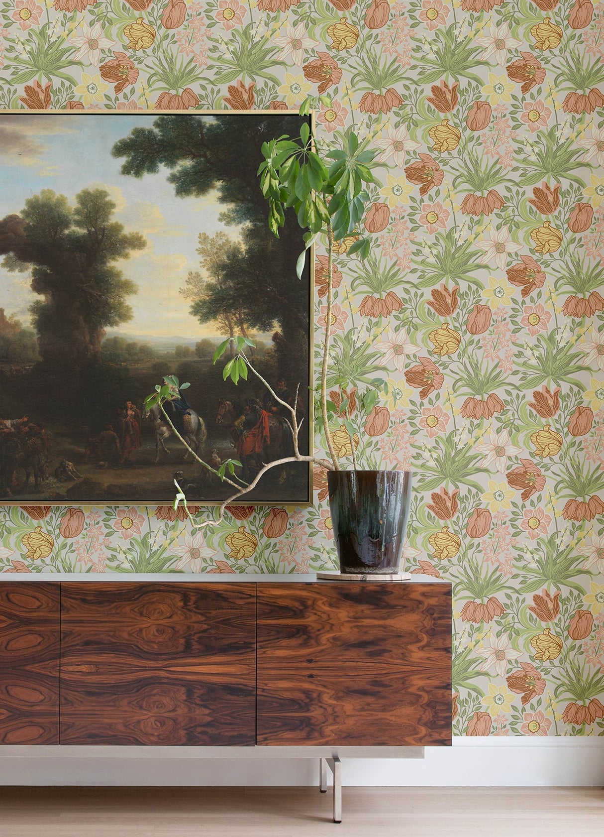 A-Street Prints 4143-34028 Cecilia Chartreuse Tulip and Daffodil Wallpaper