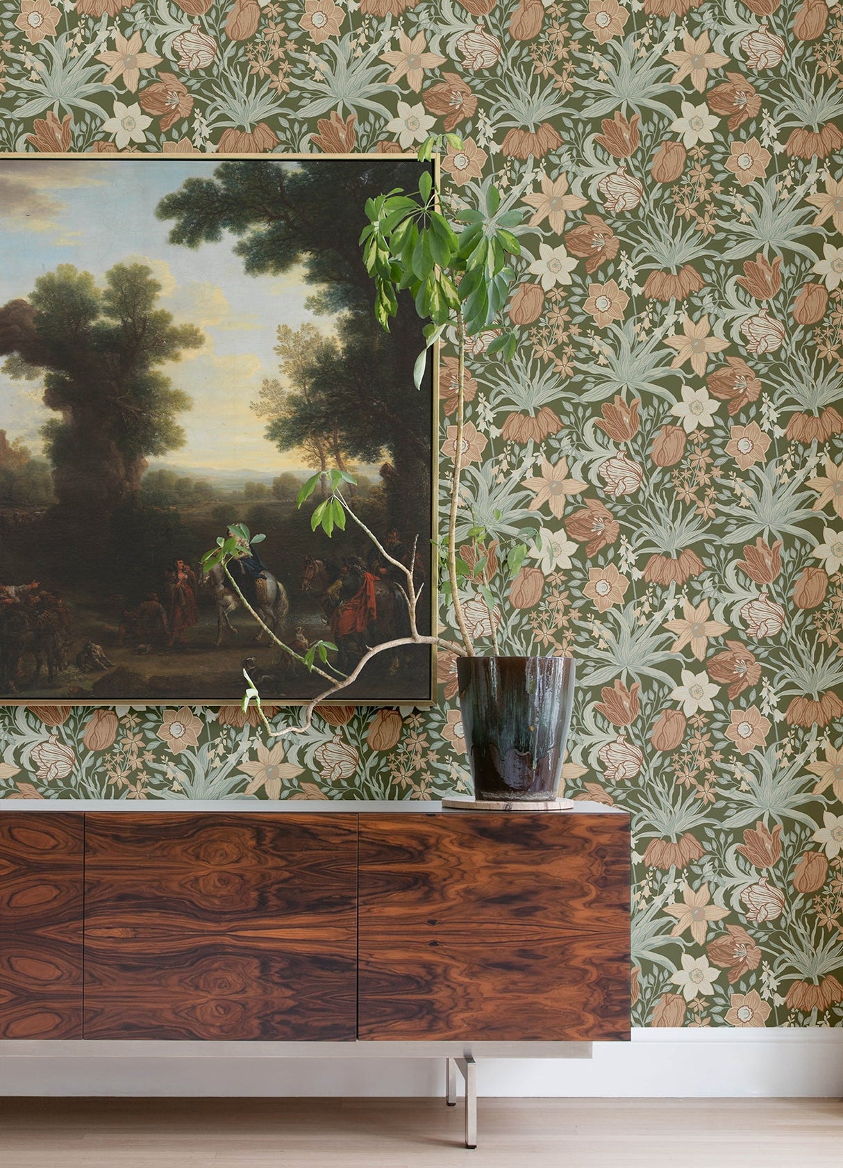 A-Street Prints 4143-34029 Cecilia Moss Tulip and Daffodil Wallpaper