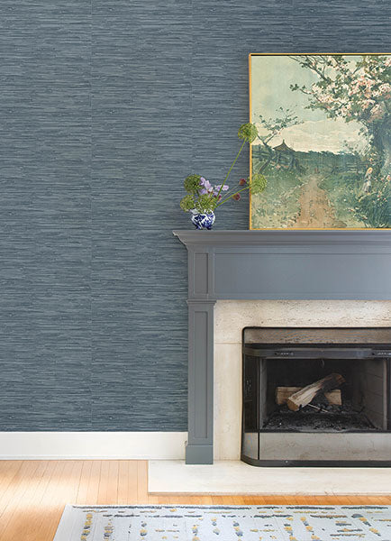 A-Street Prints 4147-27260 Exhale Indigo Woven Faux Grasscloth Wallpaper - Eade's Wallpaper