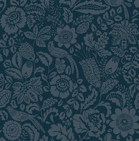 A-Street Prints 4147-27360 Marta Navy Floral Trail Wallpaper - Eade's Wallpaper