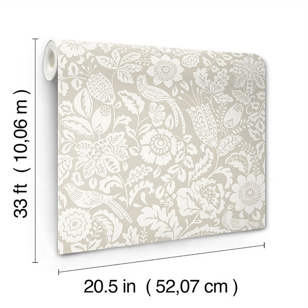 A-Street Prints 4147-27361 Marta Beige Floral Trail Wallpaper - Eade's Wallpaper