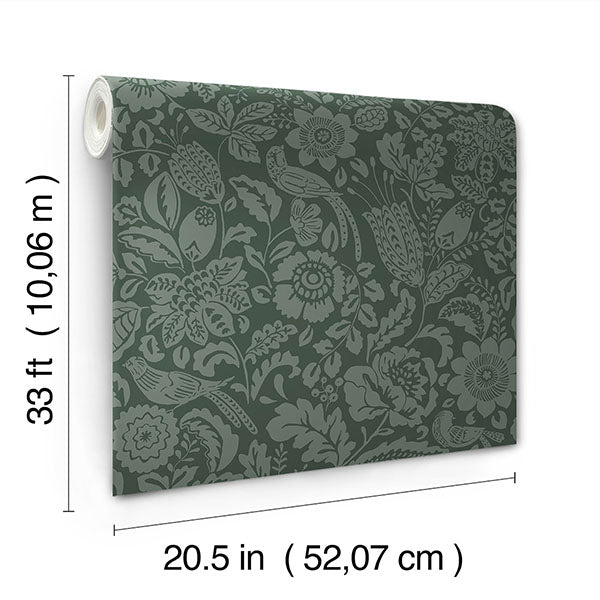 A-Street Prints 4147-27362 Marta Green Floral Trail Wallpaper - Eade's Wallpaper