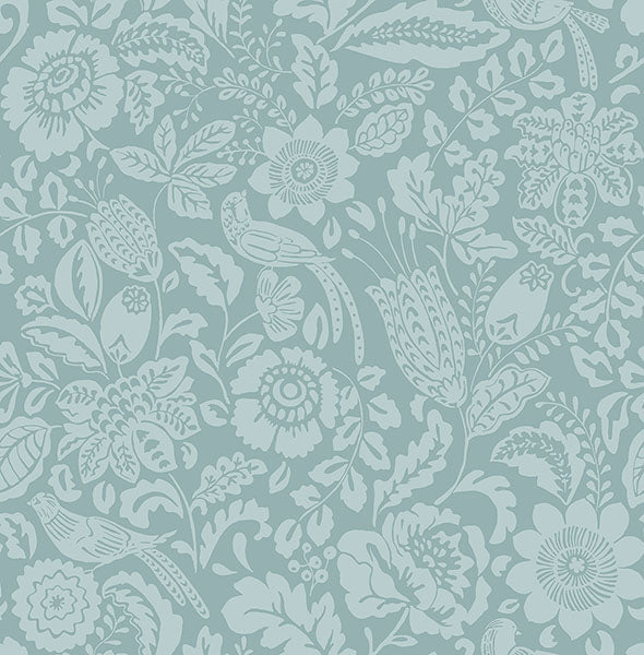 A-Street Prints 4147-27363 Marta Teal Floral Trail Wallpaper - Eade's Wallpaper