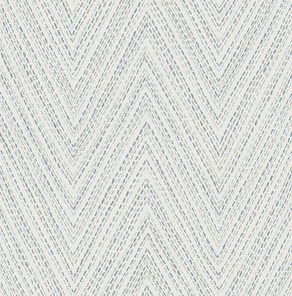 A-Street Prints 4147-27368 Lainey Blue Stitched Chevron Wallpaper - Eade's Wallpaper