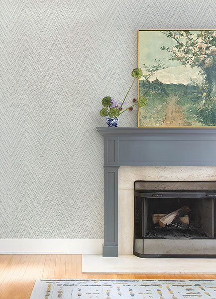 A-Street Prints 4147-27368 Lainey Blue Stitched Chevron Wallpaper - Eade's Wallpaper