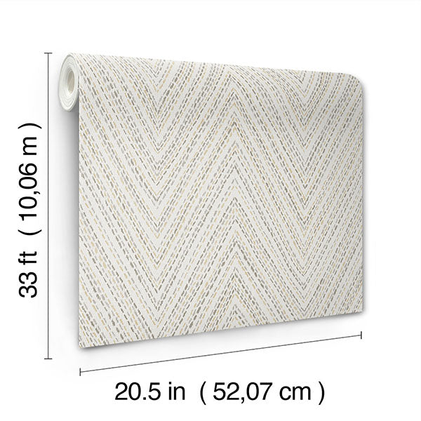 A-Street Prints 4147-27369 Lainey Neutral Stitched Chevron Wallpaper - Eade's Wallpaper