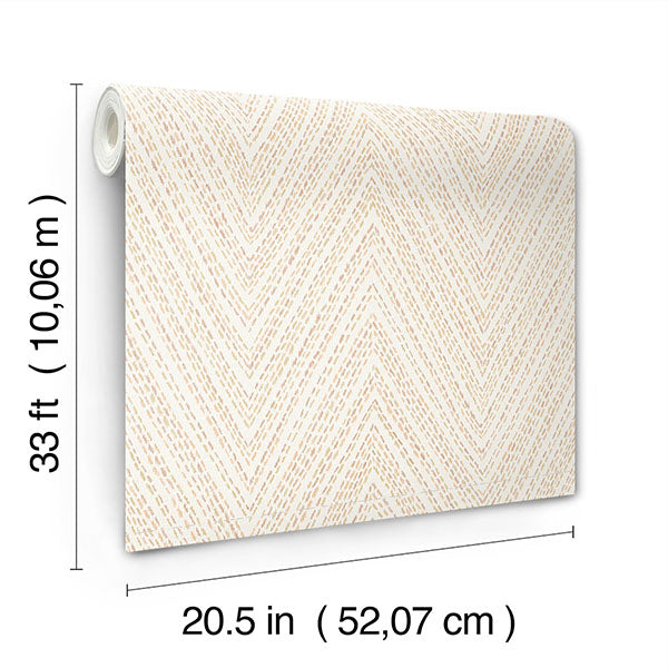 A-Street Prints 4147-27371 Lainey Apricot Stitched Chevron Wallpaper - Eade's Wallpaper
