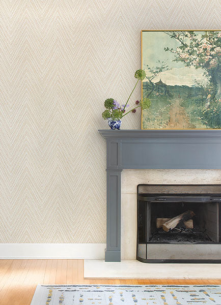 A-Street Prints 4147-27371 Lainey Apricot Stitched Chevron Wallpaper - Eade's Wallpaper