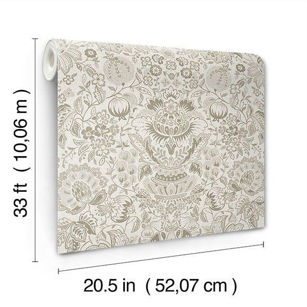 A-Street Prints 4147-27374 Blanche Neutral Floral Damask Wallpaper - Eade's Wallpaper