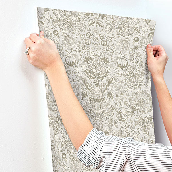 A-Street Prints 4147-27374 Blanche Neutral Floral Damask Wallpaper - Eade's Wallpaper