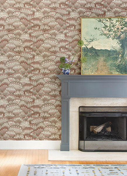 A-Street Prints 4147-27376 Octavia Ruby Marbled Ink Wallpaper - Eade's Wallpaper