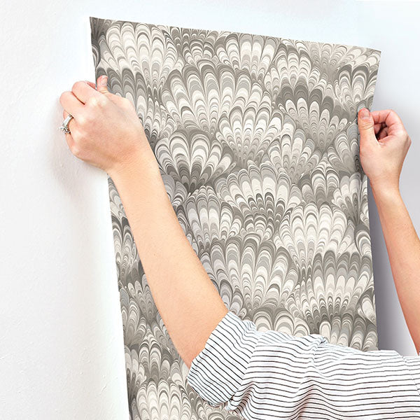 A-Street Prints 4147-27378 Octavia Neutral Marbled Ink Wallpaper - Eade's Wallpaper