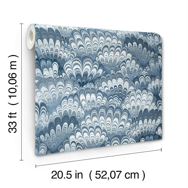 A-Street Prints 4147-27379 Octavia Blue Marbled Ink Wallpaper - Eade's Wallpaper