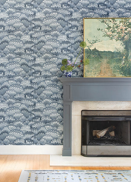 A-Street Prints 4147-27379 Octavia Blue Marbled Ink Wallpaper - Eade's Wallpaper