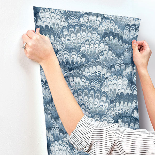 A-Street Prints 4147-27379 Octavia Blue Marbled Ink Wallpaper - Eade's Wallpaper