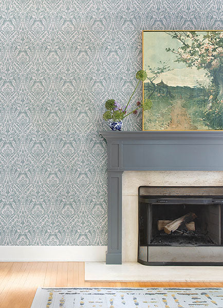 A-Street Prints 4147-27380 Berkshire Denim Damask Wallpaper - Eade's Wallpaper