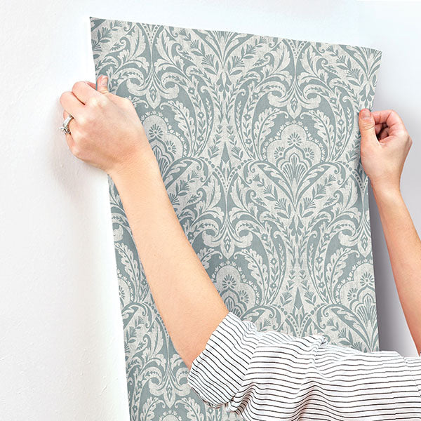 A-Street Prints 4147-27380 Berkshire Denim Damask Wallpaper - Eade's Wallpaper