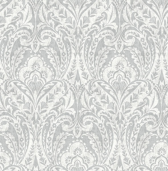 A-Street Prints 4147-27381 Berkshire Grey Damask Wallpaper - Eade's Wallpaper