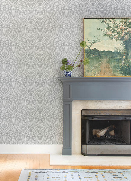 A-Street Prints 4147-27381 Berkshire Grey Damask Wallpaper - Eade's Wallpaper