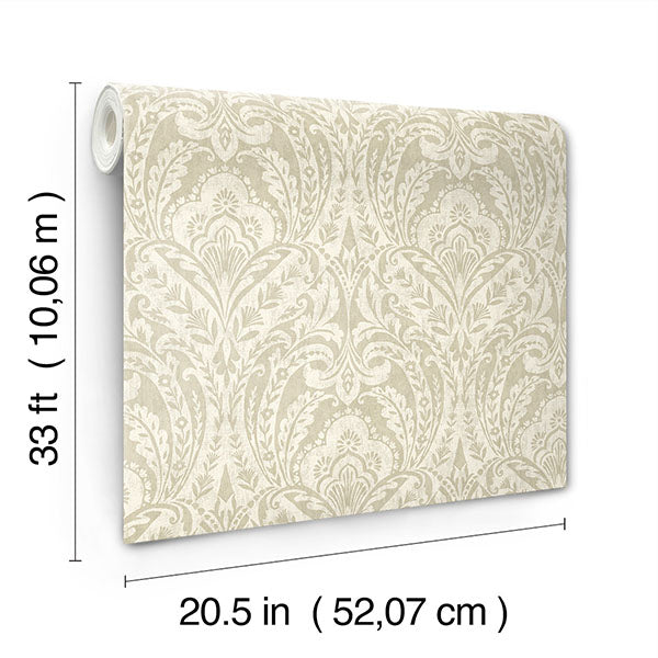 A-Street Prints 4147-27382 Berkshire Beige Damask Wallpaper - Eade's Wallpaper