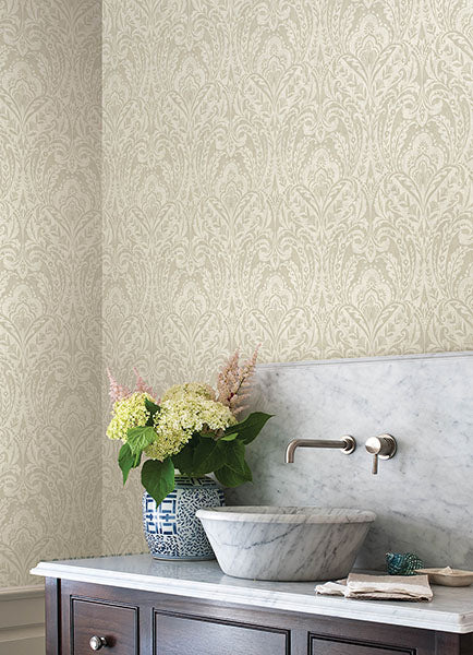 A-Street Prints 4147-27382 Berkshire Beige Damask Wallpaper - Eade's Wallpaper