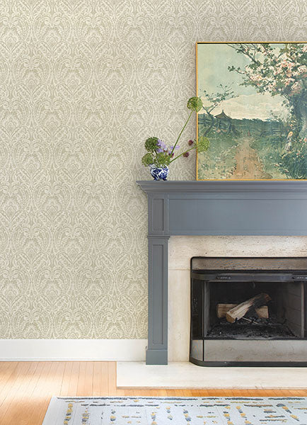 A-Street Prints 4147-27382 Berkshire Beige Damask Wallpaper - Eade's Wallpaper