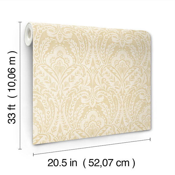 A-Street Prints 4147-27383 Berkshire Butter Damask Wallpaper - Eade's Wallpaper