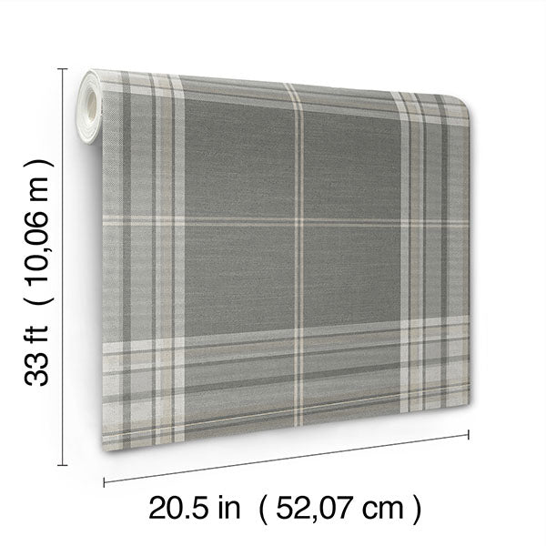A-Street Prints 4147-27384 Westley Grey Plaid Wallpaper - Eade's Wallpaper