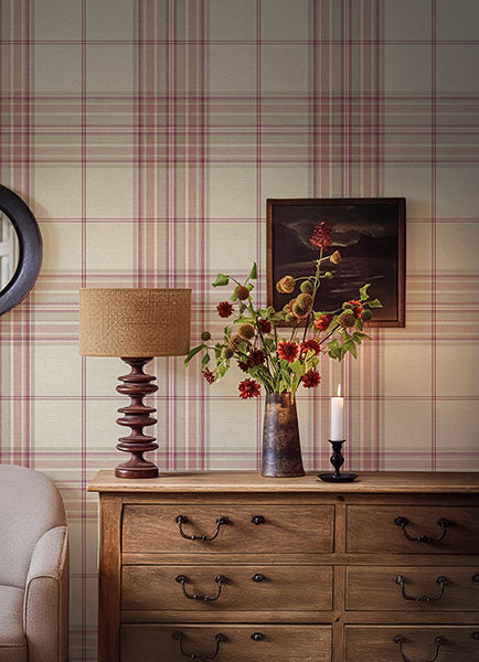 A-Street Prints 4147-27385 Westley Magenta Plaid Wallpaper - Eade's Wallpaper